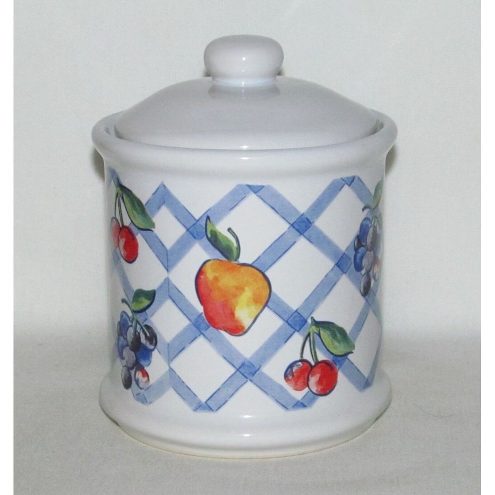 Corning Ware "Corelle" FRUIT TOO Small Flat 3.75 inch Canister with Lid
